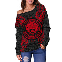 Federated States Of Micronesia Polynesian Shoulder Sweater Map Red - Polynesian Pride