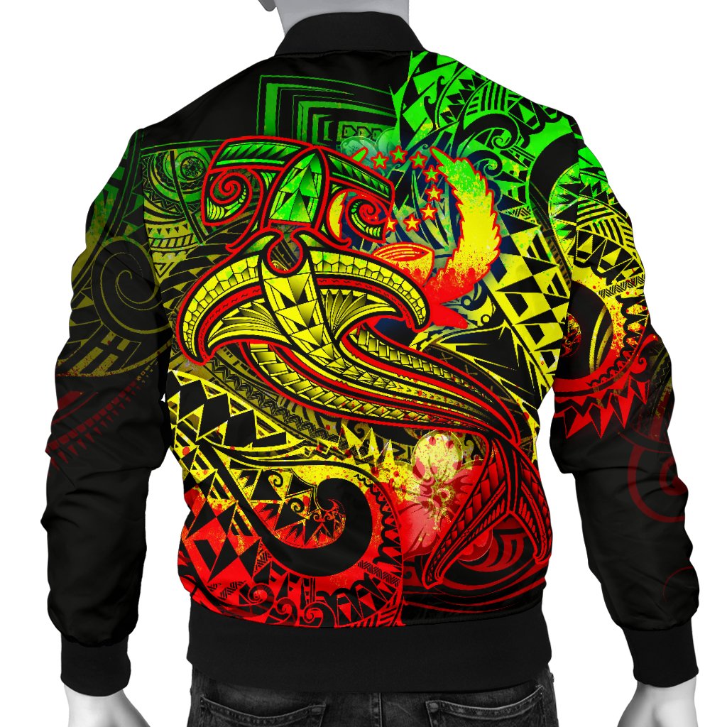 Pohnpei Men's Bomber Jacket - Reggae Shark Polynesian Tattoo - Polynesian Pride