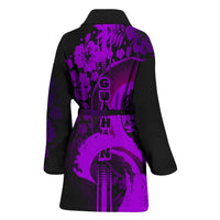 Guam Women's Bathrobe - Hibiscus And Wave Purple - Polynesian Pride