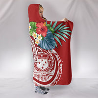 Polynesian Samoa Hooded Blanket - Summer Plumeria (Red) - Polynesian Pride