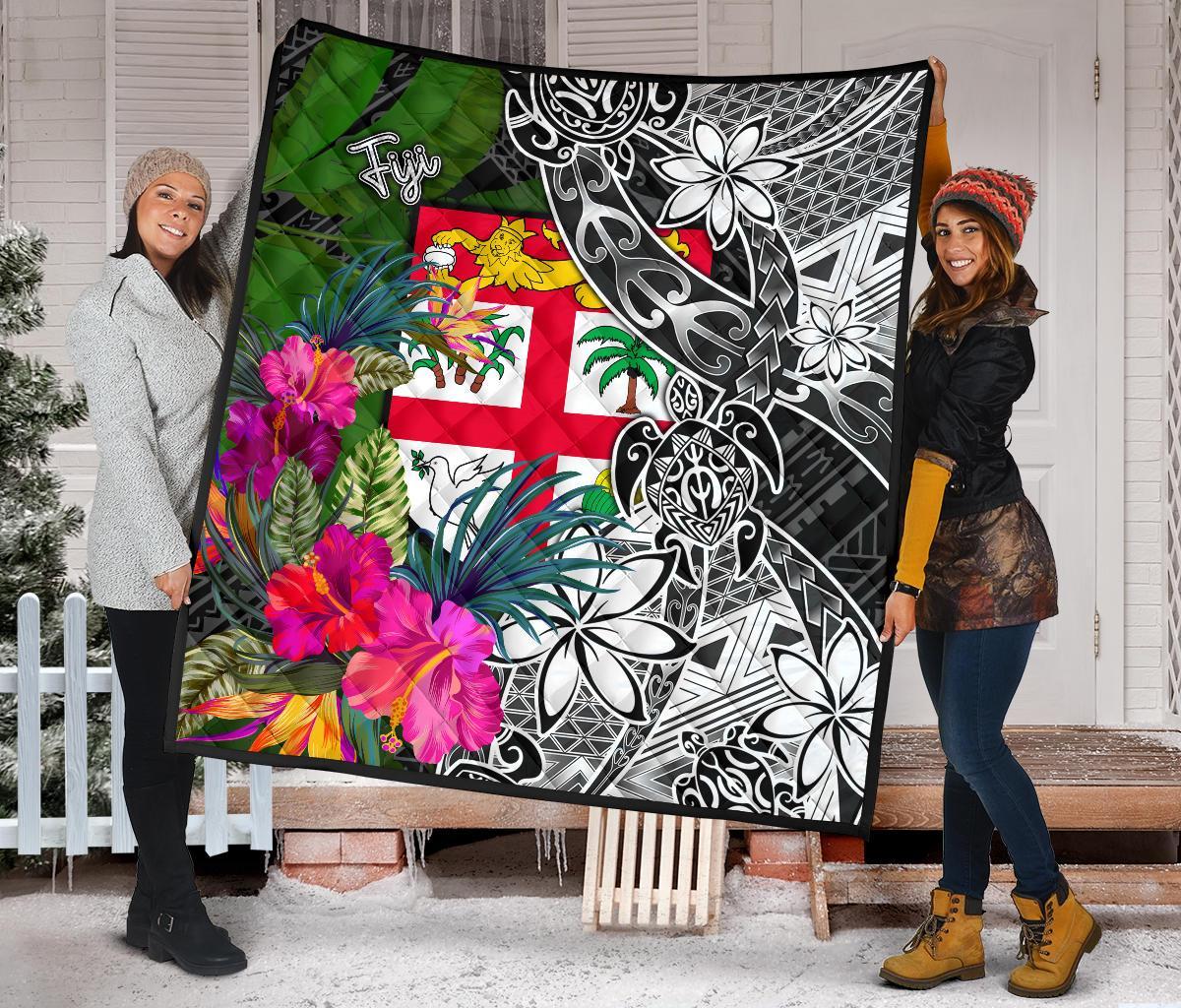 Fiji Premium Quilt - Turtle Plumeria Banana Leaf - Polynesian Pride