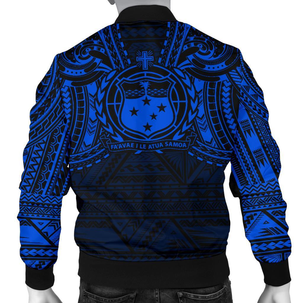 Samoa Spirit Men's Bomber Jacket (Blue) - Polynesian Pride