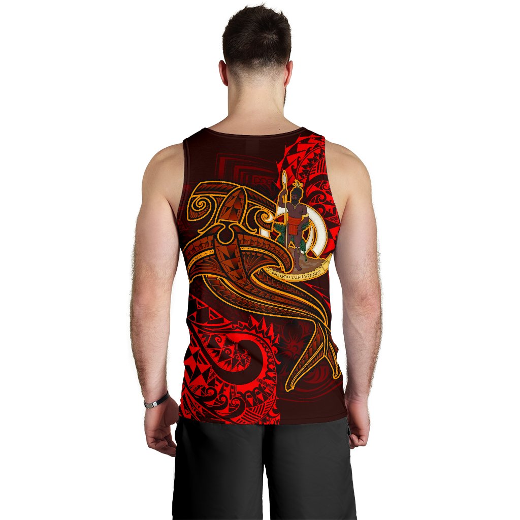 Vanuatu Polynesian Men's Tank Top - Red Shark Polynesian Tattoo - Polynesian Pride