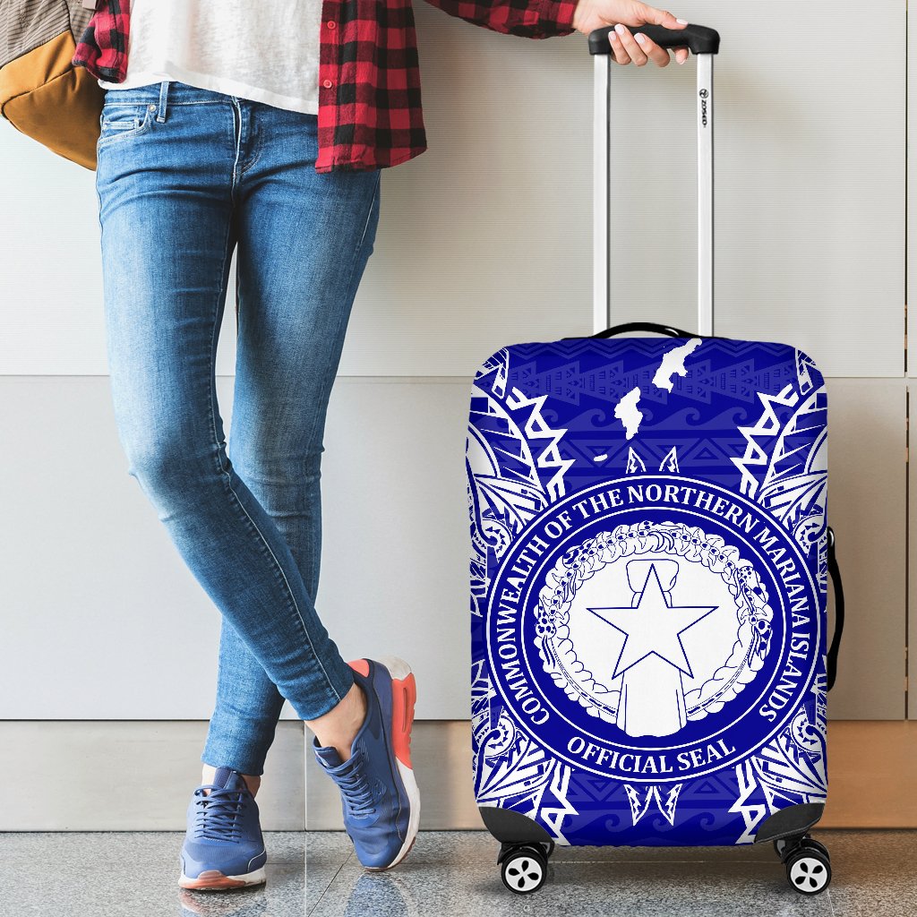 Northern Mariana Islands Polynesian Luggage Covers Map Blue - Polynesian Pride