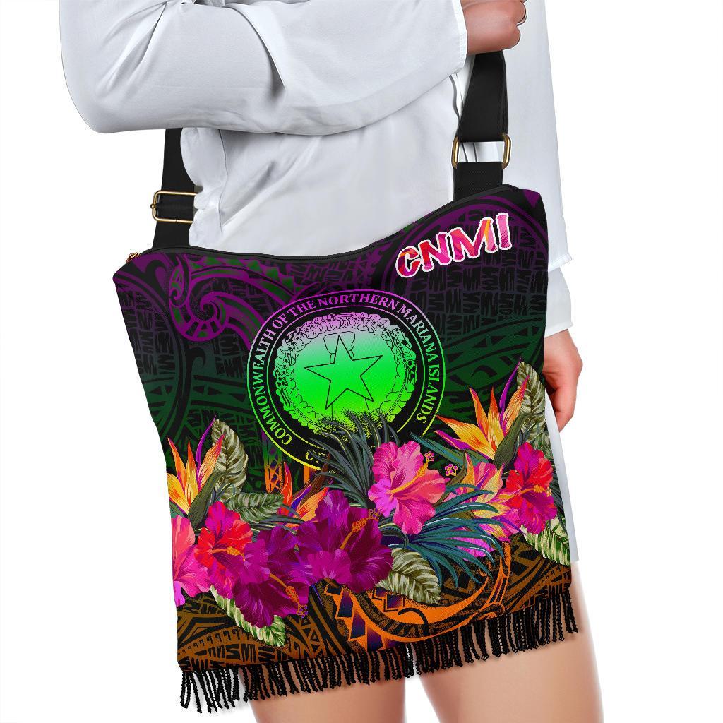 Northern Mariana Islands Polynesian Crossbody Boho Handbag - Summer Hibiscus - Polynesian Pride