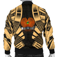 Papua New Guinea Men Bomber Jackets - Polynesian Tattoo Gold - Polynesian Pride