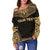 Papua New Guinea Polynesian Chief Custom Personalised Women's Off Shoulder Sweater - Gold Version - Polynesian Pride