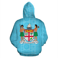 Fiji Tapa Zip up Hoodie Fiji Flag Coat of Arms Is In My DNA - Polynesian Pride