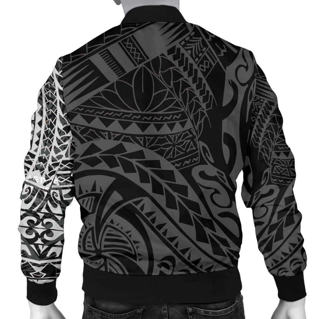 Polynesian Tattoo Style Men's Bomber Jacket White - Polynesian Pride