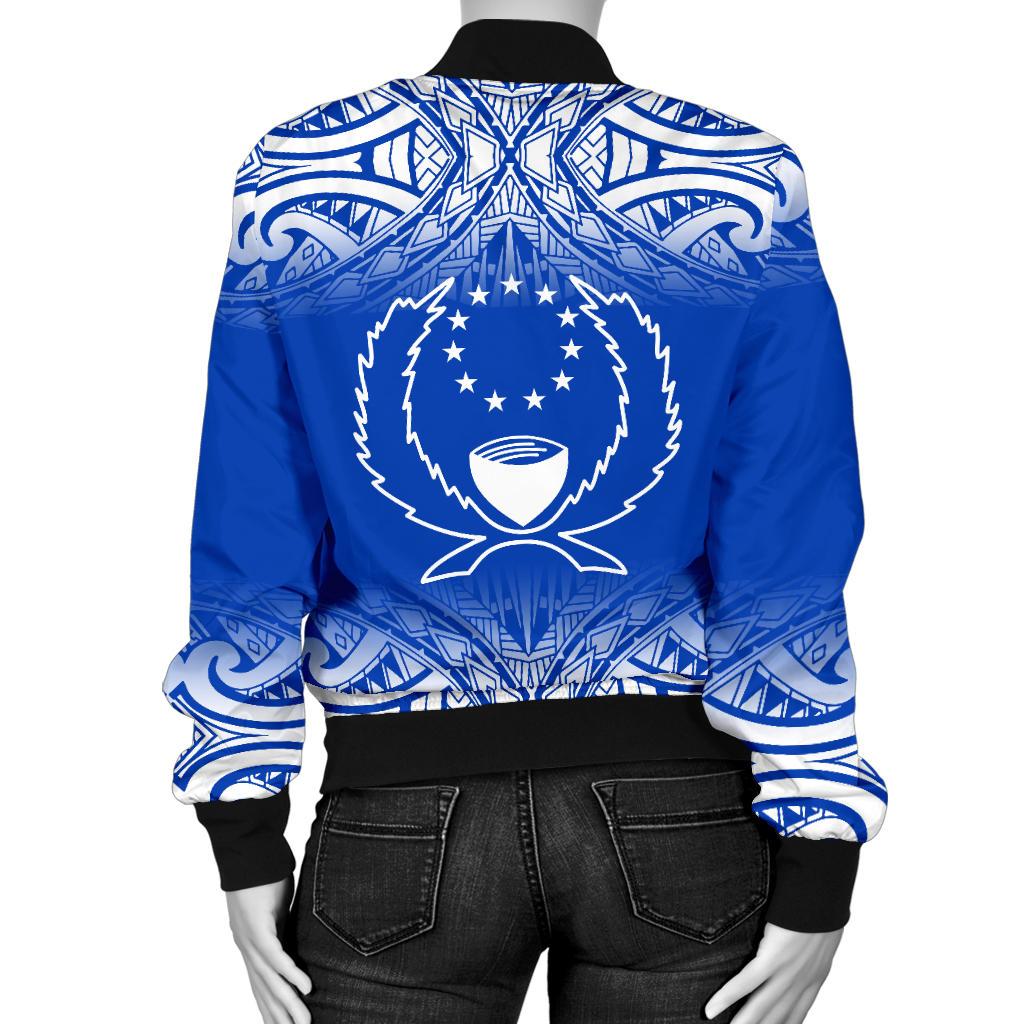 Pohnpei Women's Bomber Jacket - Fog Blue Style - Polynesian Pride