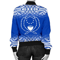 Pohnpei Women's Bomber Jacket - Fog Blue Style - Polynesian Pride
