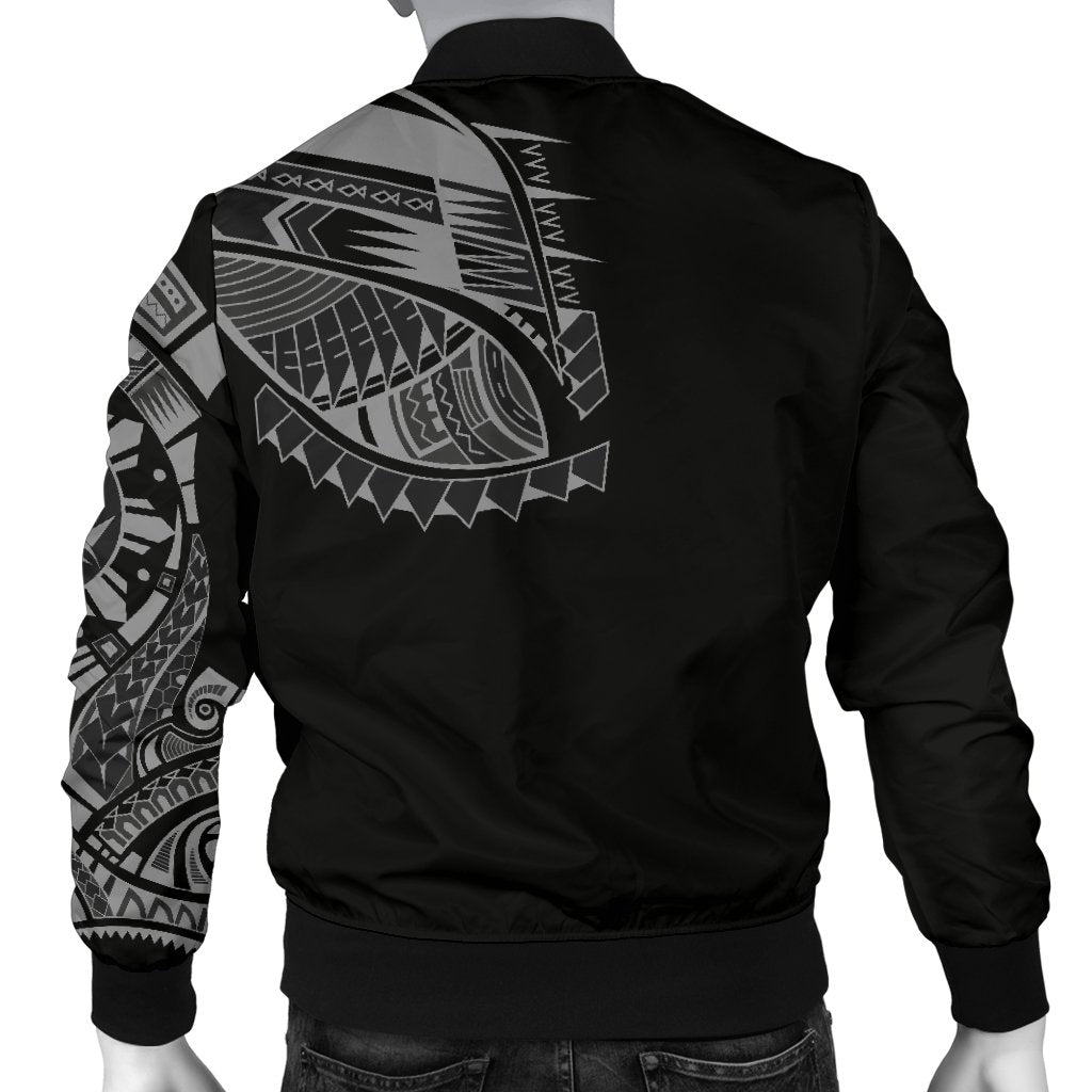 Polynesian Chest Tattoo Men's Bomber Jacket Gray - Polynesian Pride