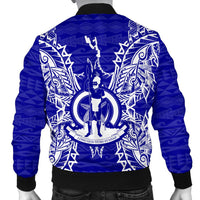 Vanuatu Polynesian Men's Bomber Jacket Map Blue - Polynesian Pride