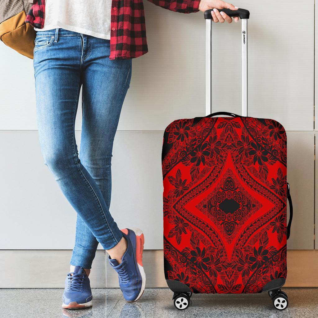 Polynesian Plumeria Mix Red Black Luggage Covers Red - Polynesian Pride