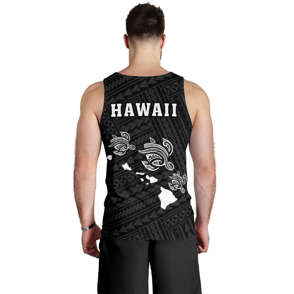 Hawaii Kakau Polynesian Three Turtles Map Men's Tank Top - White - Polynesian Pride