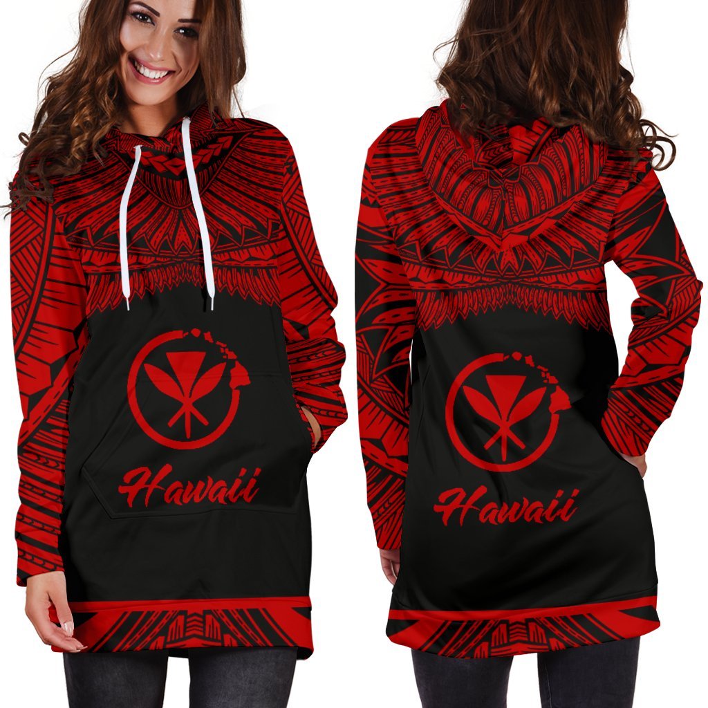 Hawaii Polynesian Women's Hoodie Dress - Hawaii Pride Red Version - Polynesian Pride