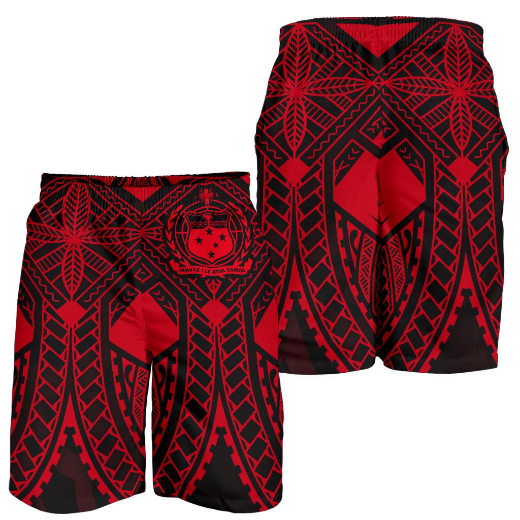 Samoa Polynesian Men's Shorts - Samoa Red Seal with Polynesian Tattoo - Polynesian Pride