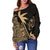 Guam Coconut Tree Off Shoulder Sweater Gold K4 - Polynesian Pride