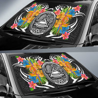 American Samoa Auto Sun Shades - Coat Of Arms With Tropical Flowers - Polynesian Pride