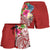 Tahiti Polynesian Women's Short - Summer Plumeria (Red) - Polynesian Pride