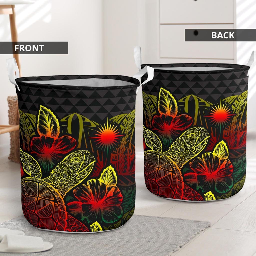 Marshall Islands Laundry Basket - Polynesian Turtle Hibiscus Reggae - Polynesian Pride
