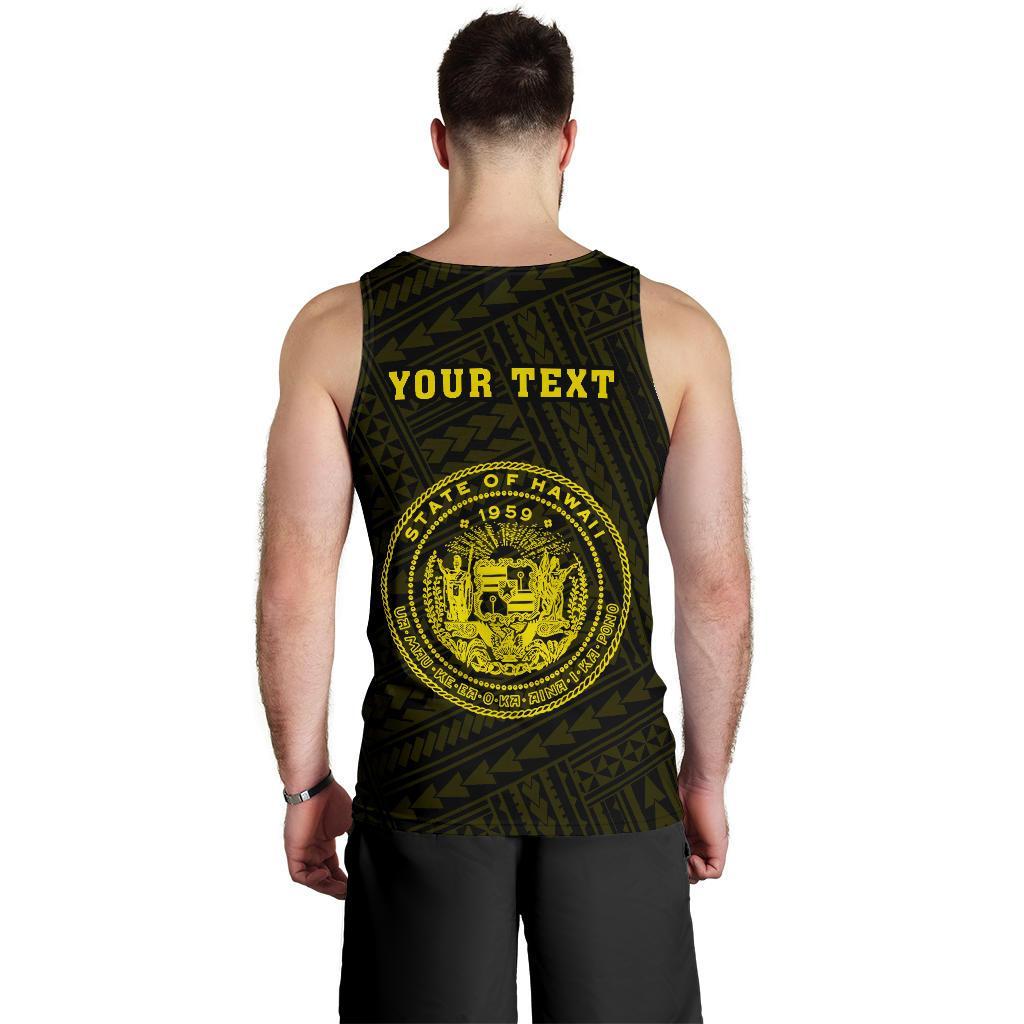 Hawaii Kakau Polynesian Coat Of Arms Personalized Men's Tank Top - Yellow - Polynesian Pride