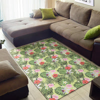 Tropical Hibiscus, Plumeria Green Rug - Polynesian Pride