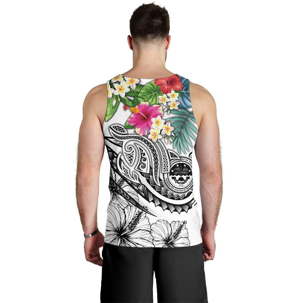 FSM Polynesian Men's Tank Top - Summer Plumeria (White) - Polynesian Pride