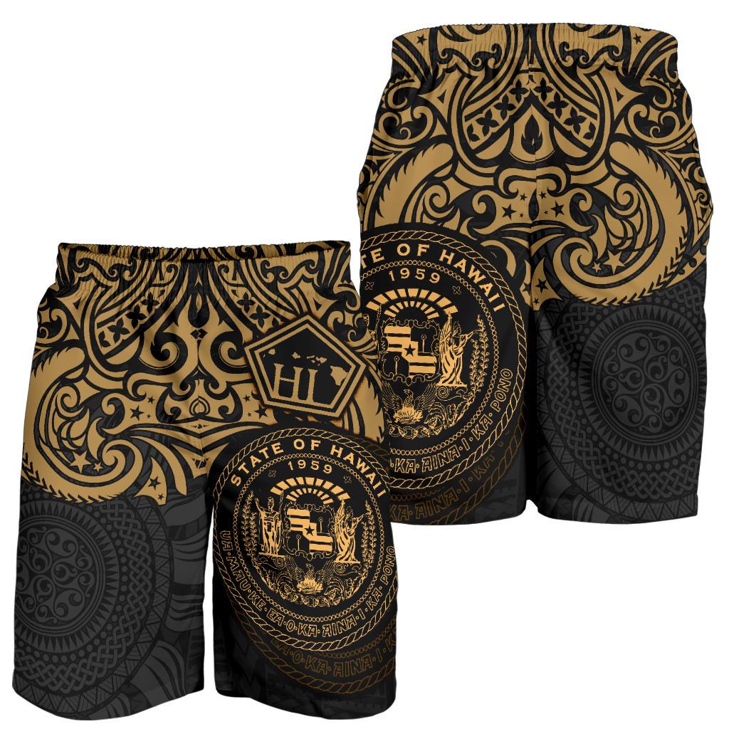 Hawaii Men's Shorts - Hawaii Seal Pride Style (Gold) - Polynesian Pride