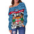 Fiji Rugby Off Shoulder Sweater Tapa Cloth - Polynesian Pride