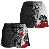 Tahiti Polynesian Custom Personalised Women's Shorts - Coat Of Arm With Hibiscus White - Polynesian Pride