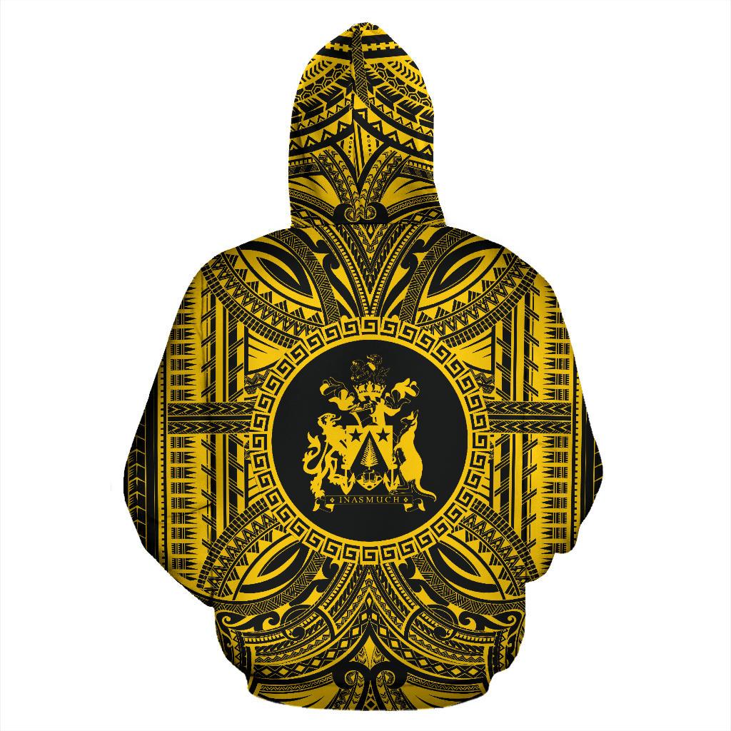 Norfolk Island ll Over Hoodie Norfolk Island Coat of rms Polynesian Gold Black - Polynesian Pride