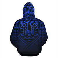 French Polynesia All Over Zip up Hoodie Lift up Blue - Polynesian Pride