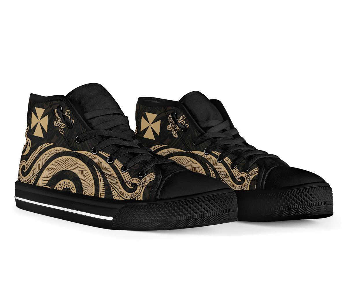 Wallis and Futuna High Top Canvas Shoes - Gold Tentacle Turtle - Polynesian Pride