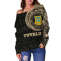 Tuvalu Polynesian Tattoo Style Off Shoulder Sweater A7 - Polynesian Pride