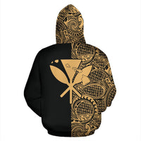Hawaii Kanaka Polynesian Zip up Hoodie The Half Gold - Polynesian Pride