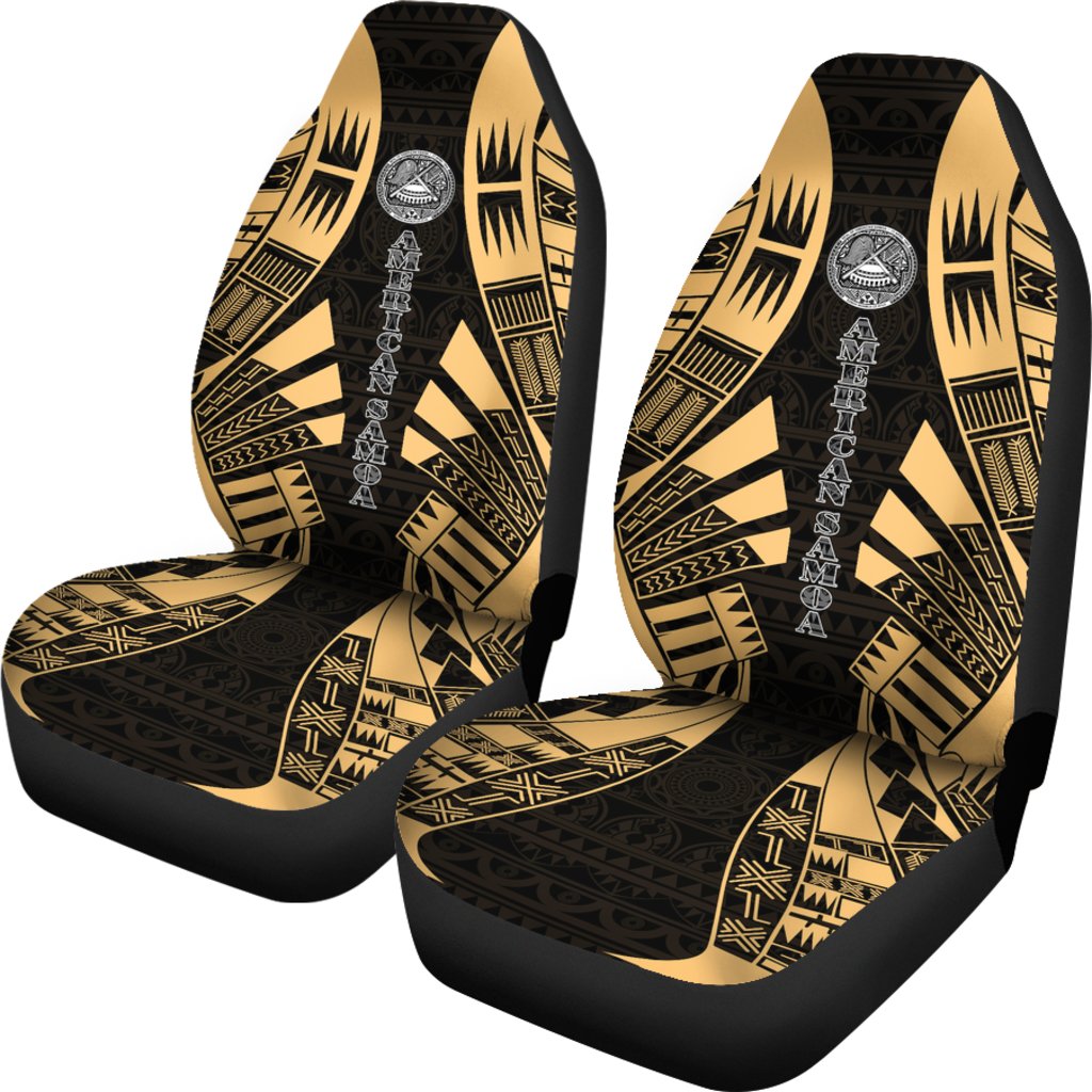 American Samoa Car Seat Covers - Polynesian Tattoo Gold - Polynesian Pride