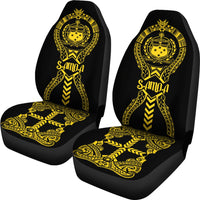 Samoa Car Seat Covers - Samoa Coat Of Arms Polynesian Tribal Yellow - Polynesian Pride