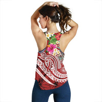 Polynesian Hawaii Women's Racerback Tank - Summer Plumeria (Red) - Polynesian Pride