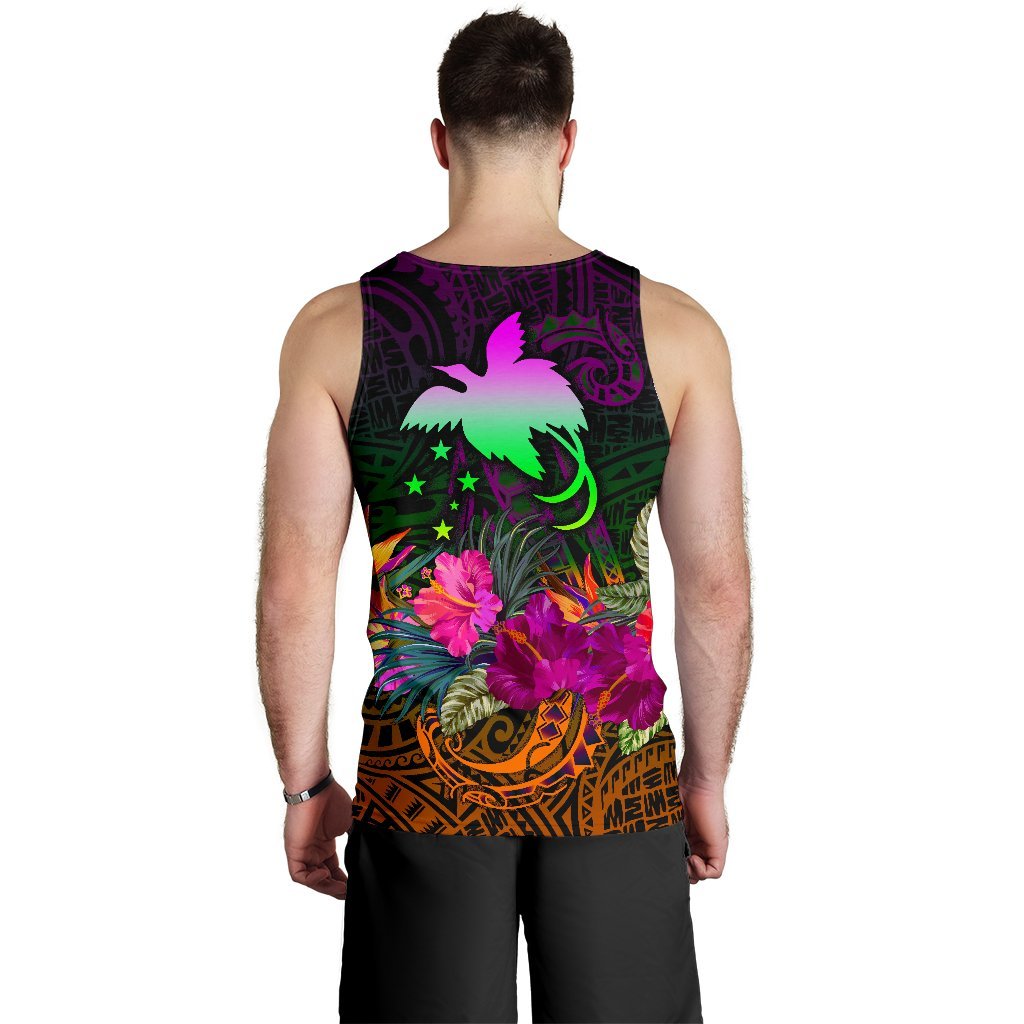 Papua New Guinea Personalised Men's Tank Top - Summer Hibiscus - Polynesian Pride
