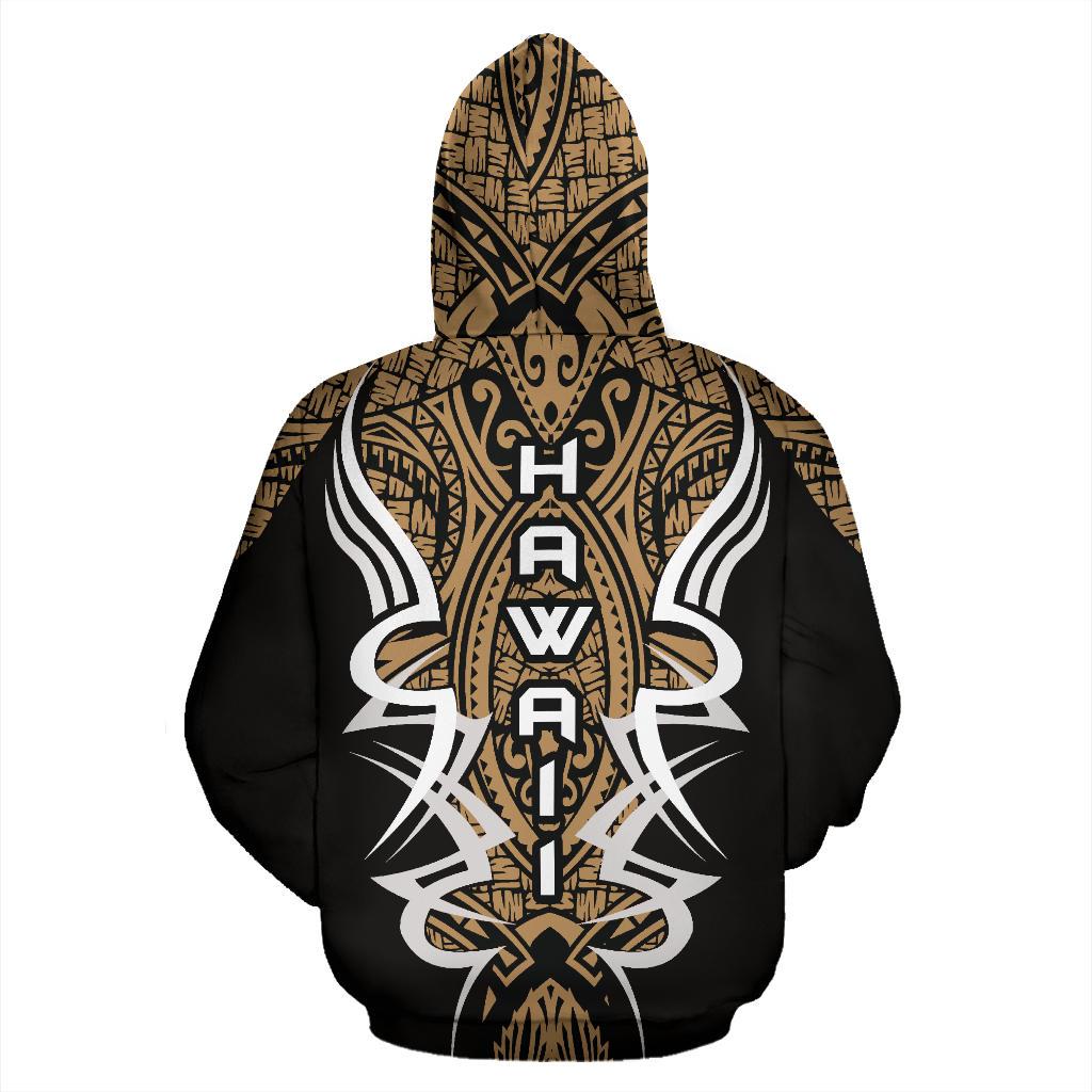Hawaii Turtle Tribal Golden Hoodie Armor Style - Polynesian Pride