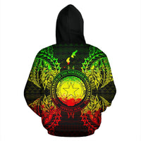 Northern Mariana Islands Polynesian ll Over Hoodie Map Reggae - Polynesian Pride