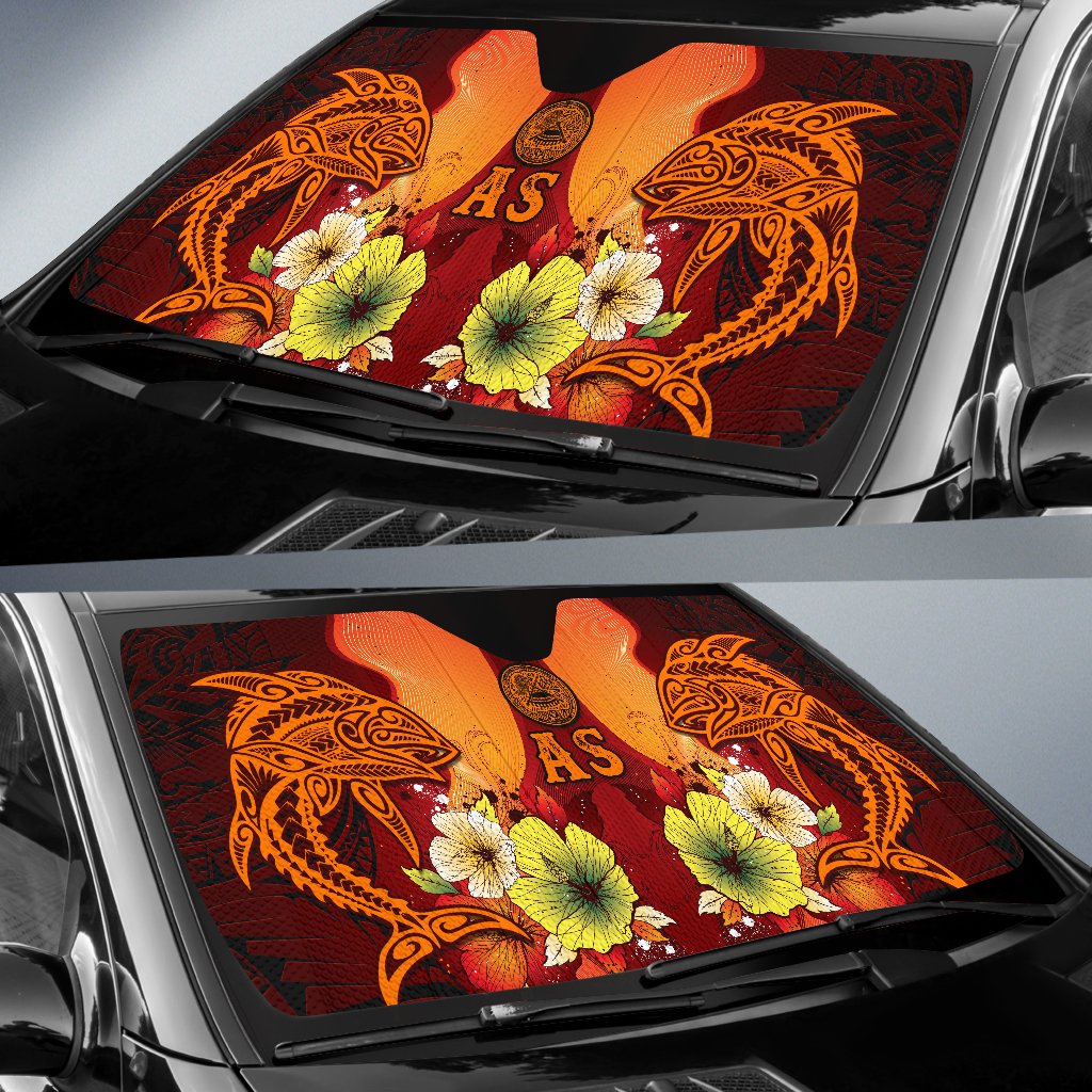 American Samoa Auto Sun Shade - Tribal Tuna Fish - Polynesian Pride