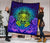 Hawaii Polynesian Premium Quilt - Hawaiian Green Yellow Tiki Face (Purple) - Polynesian Pride