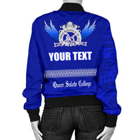 (Custom Personalised) Queen Salote Women Bomber Jacket Tonga College - Polynesian Pride