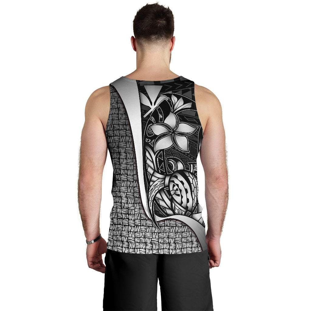 Polynesian Hawaii Men Tank Top White - Turtle with Hook - Polynesian Pride
