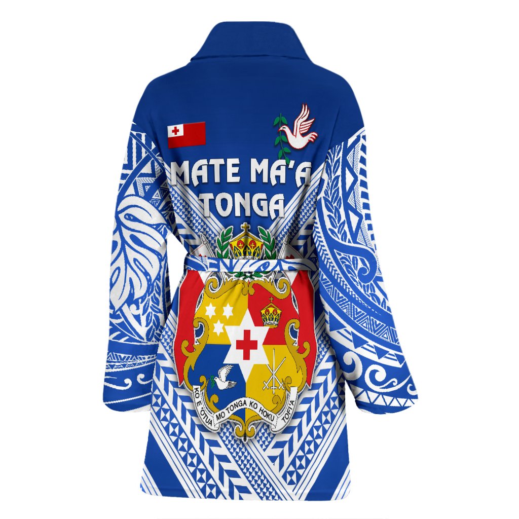 Mate Ma'a Tonga Rugby Women's Bath Robe Polynesian Creative Style - Blue - Polynesian Pride