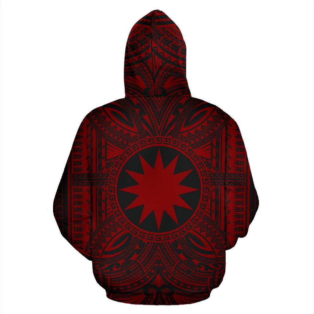 Nauru ll Over Hoodie Nauru Coat of rms Polynesian Red Black - Polynesian Pride