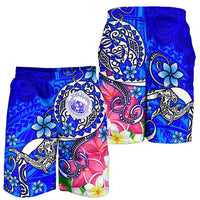 Hawaii Polynesian Men's Shorts - Hawaii Seal With Turtle Plumeria (Blue) - Polynesian Pride