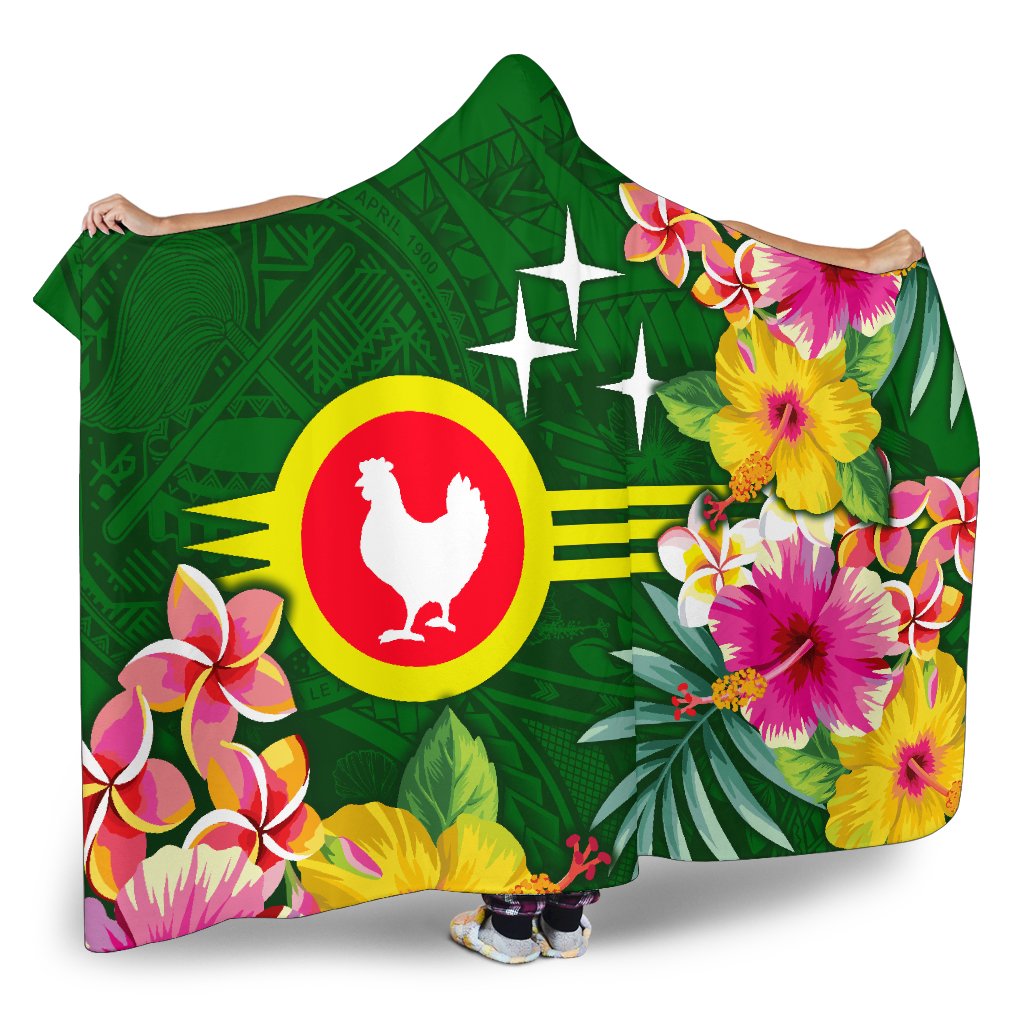 American Samoa Hooded Blanket - Manu'atele Hibiscus Flag - Polynesian Pride